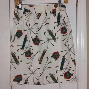 Regent Clothes Vintage Golf Print Skirt Sz 8 NWT